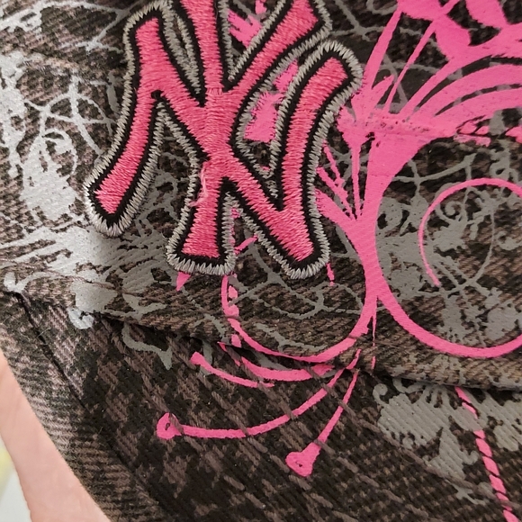 47 Twins New York Yankees Sun Tripper Hat Cap Gray Pink Logo MLB Baseball Womens - Picture 5 of 9